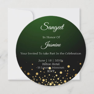 Emerald Green Sangeet Card  Wedding
