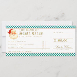 Emerald Green Santa Cheque Gift Voucher Card