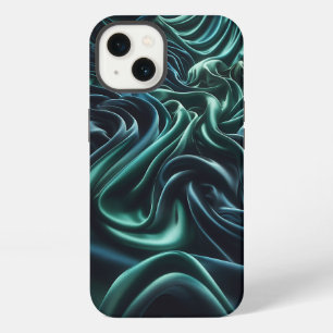 Emerald Green Satin Waves Phone Case - Luxury Silk