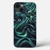 Emerald Green Satin Waves Phone Case - Luxury Silk