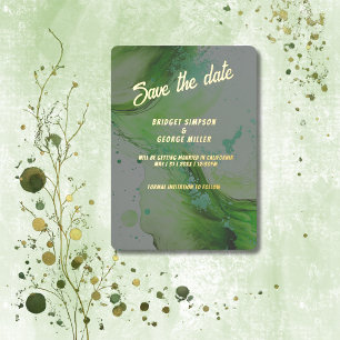 Emerald green save the date gold Foil Invitation