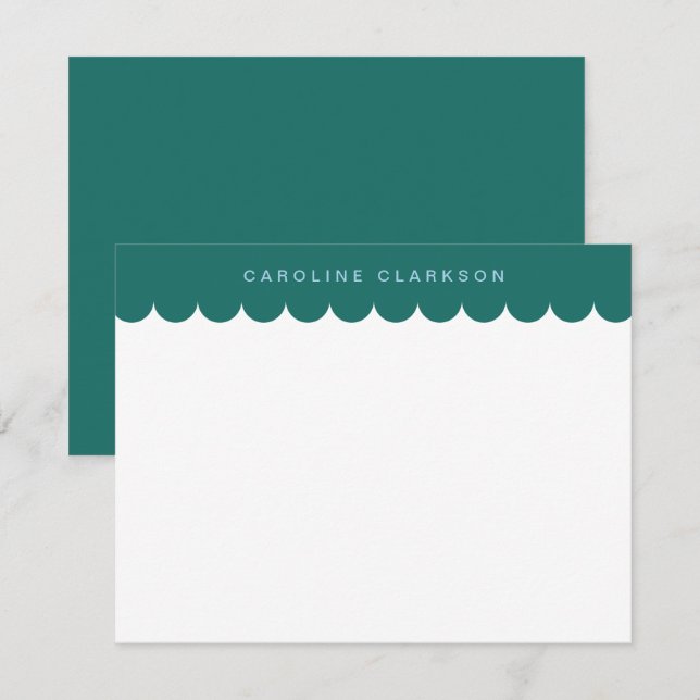 Emerald Green Scallop Border Note card (Front/Back)