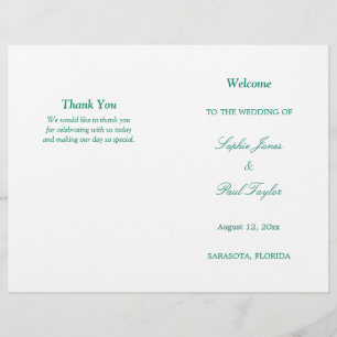 Emerald Green Script Bi-Fold Wedding Program