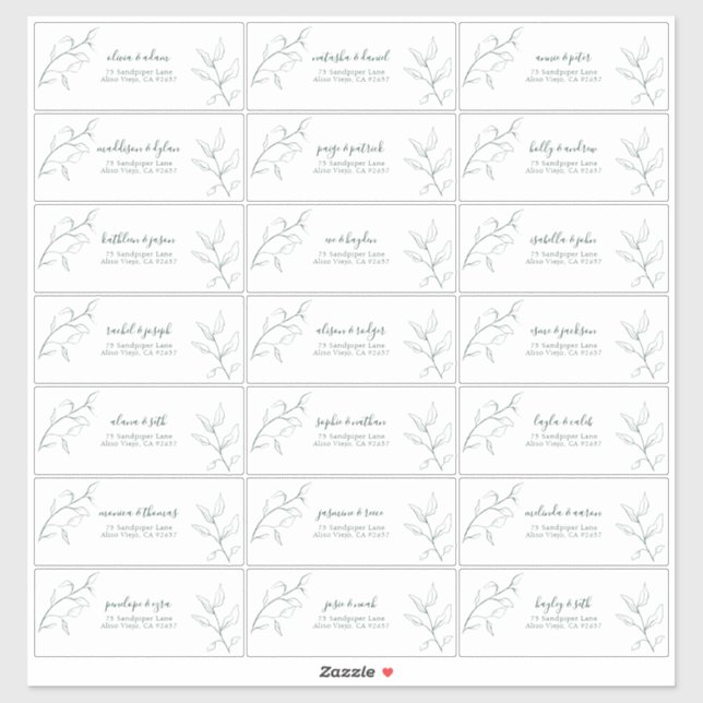 Emerald Green Script Botanical Guest Address (Sheet)