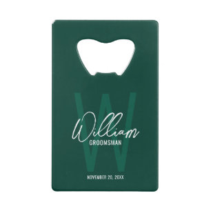 Emerald Green Script Personalised Groomsman's Name