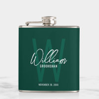 Emerald Green Script Personalised Groomsman's Name