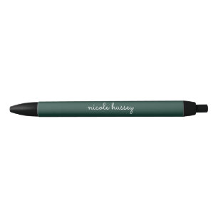 Emerald Green Script    Stylish Monogram Modern Black Ink Pen