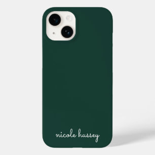 Emerald Green Script   Stylish Monogram Modern Case-Mate iPhone 14 Case