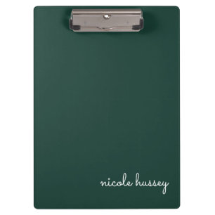 Emerald Green Script    Stylish Monogram Modern Clipboard