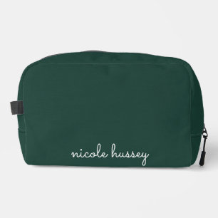 Emerald Green Script Stylish Monogram Modern Dopp Kit