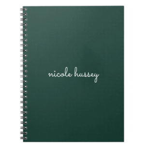 Emerald Green Script   Stylish Monogram Modern Notebook