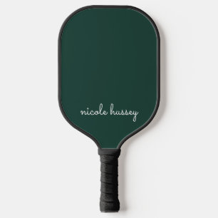 Emerald Green Script Stylish Monogram Modern Pickleball Paddle