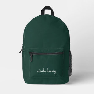 Emerald Green Script    Stylish Monogram Modern Printed Backpack