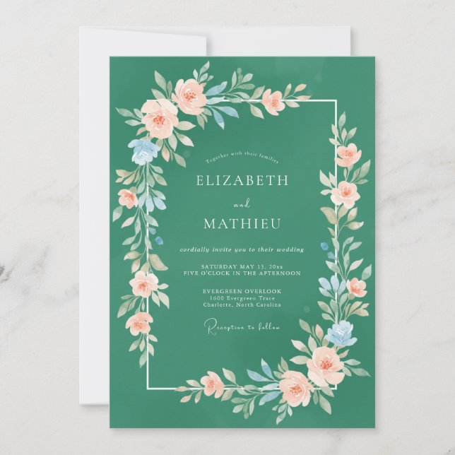 Emerald Green Serene Nature Wedding Invitation (Front)