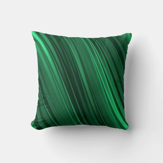 Emerald green shaded stripes cushion (Front)