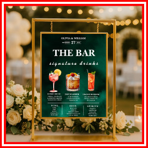 Emerald Green Signature Drinks Bar  Poster