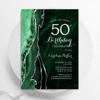 Emerald Green Silver Agate 50th Birthday