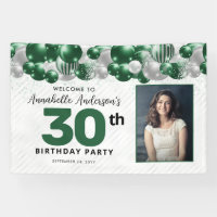 Emerald Green Silver Balloon Glitter Photo Welcome