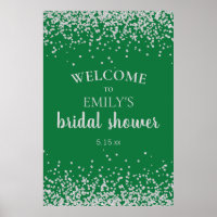 Emerald Green Silver Confetti Bridal Shower