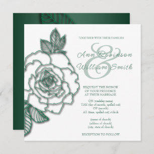 Emerald green Silver Elegant Wedding Invitation