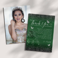 Emerald Green Silver Glitter Quinceanera Photo