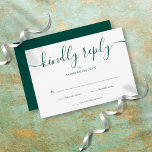 Emerald Green Simple Elegant Script RSVP Card<br><div class="desc">A simple elegant emerald green signature script RSVP card with your details set in chic typography. Designed by Thisisnotme©</div>