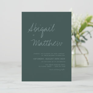 Emerald Green Simple Minimalist Photo Wedding  Invitation