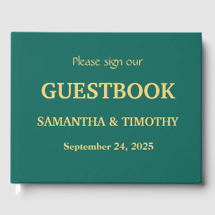 Emerald Green Simple Modern Minimalist Wedding Guest Book