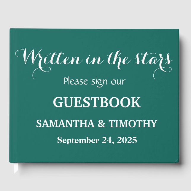 Emerald Green Simple Modern Minimalist Wedding Guest Book (Front)