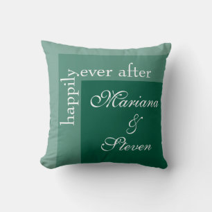 Emerald Green Simple Script Wedding Cushion