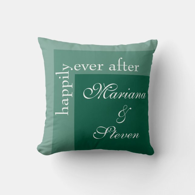 Emerald Green Simple Script Wedding Cushion (Front)