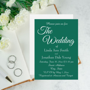 Emerald Green Simple Style Wedding Invitation