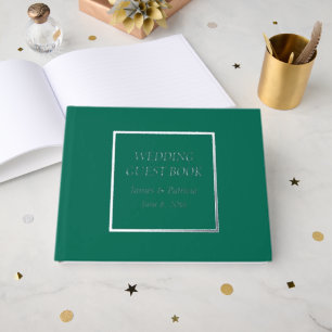 Emerald Green Simple Stylised Lettering Wedding Guest Book