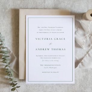 Emerald Green Simple Typography Formal Wedding Invitation