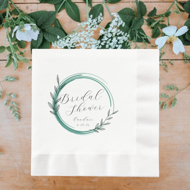 Emerald Green Simple Wreath Bridal Shower Napkin (In SItu Wedding)