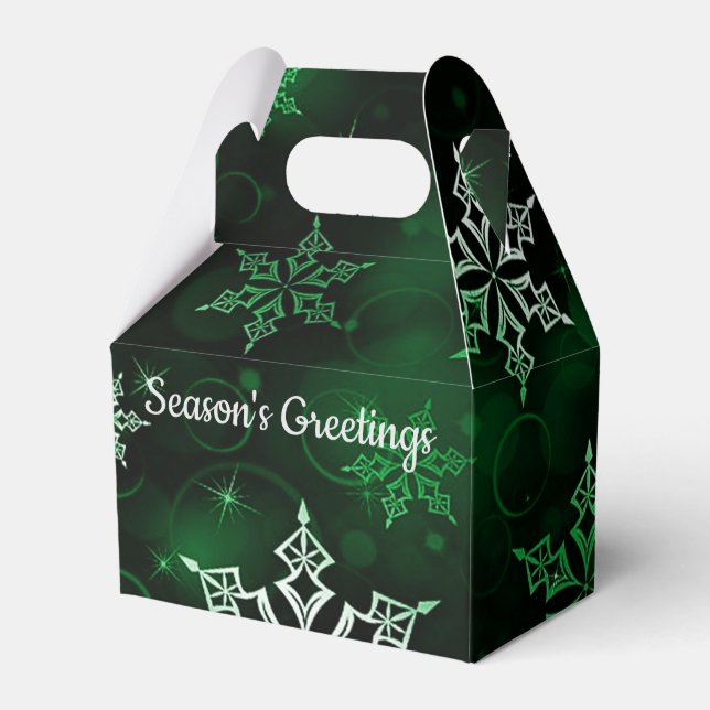 Emerald Green Snowflake Motif Gable Favour Box (Front Side)