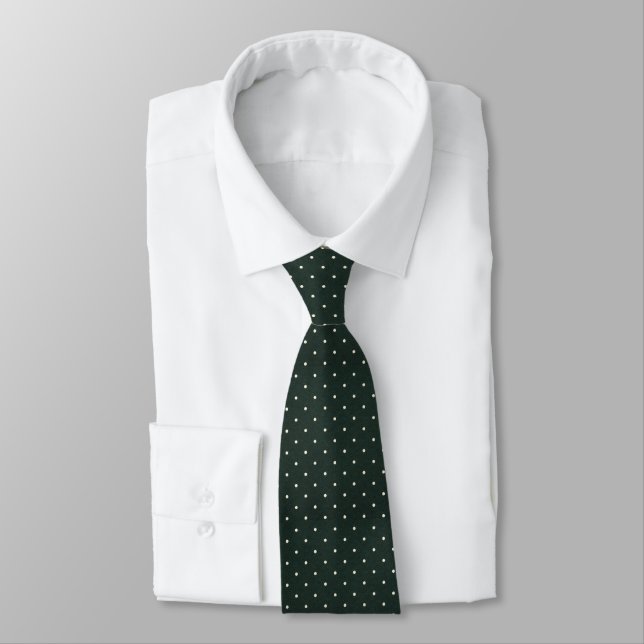 Emerald Green & Soft Cream Micro Modern Luxury  Tie (Tied)