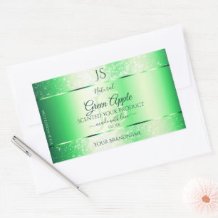 Emerald Green Soft Glitter Product Labels Monogram