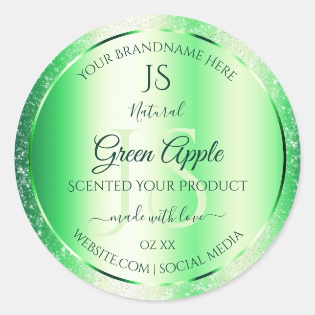 Emerald Green Soft Glitter Product Labels Monogram (Front)