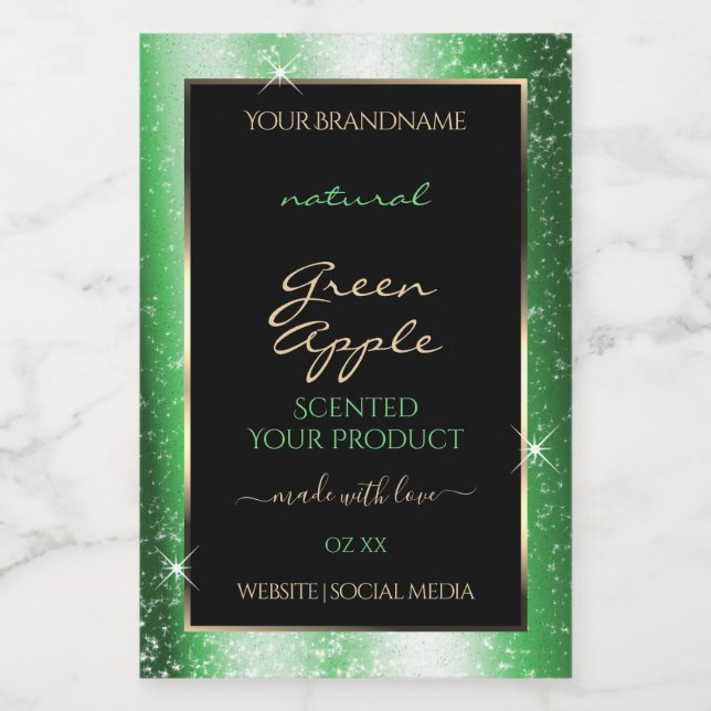 Emerald Green Sparkle Glitter Frame Product Label (Single Label)