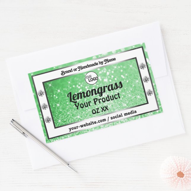 Emerald Green Sparkle Glitter Product Labels Logo (Envelope)