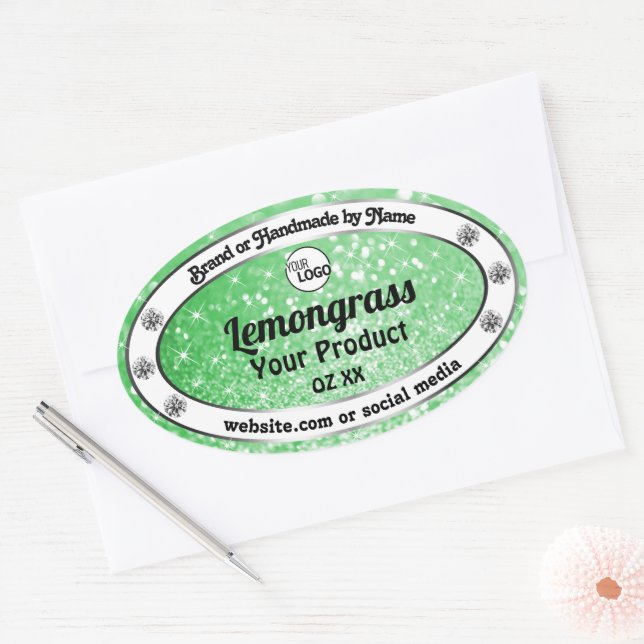 Emerald Green Sparkle Glitter Product Labels Logo (Envelope)
