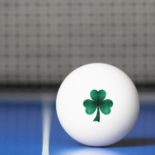 Emerald Green Sparkles Shamrock Clover St Pat Day Ping Pong Ball