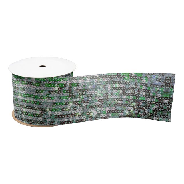 Emerald green sparkling glitter sequins satin ribbon (Spool)