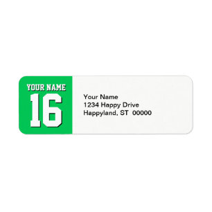 Emerald Green Sports Jersey Team Jersey Return Address Label