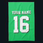 Emerald Green Sports Jersey Team Jersey Tea Towel<br><div class="desc">Emerald Green Team Jersey / Sports Jersey / Football Jersey Customise this with your own name or team name and a number. You can change the size, colour and placement of the text if you need to make changes, remove the text shadow, add text and / or images of your...</div>