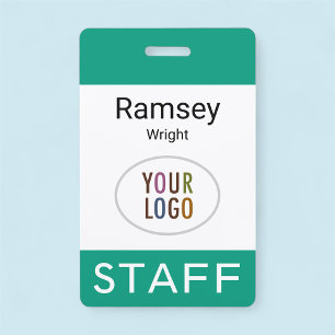 Emerald Green Staff Name Badge Clip Reel Lanyard ID Badge