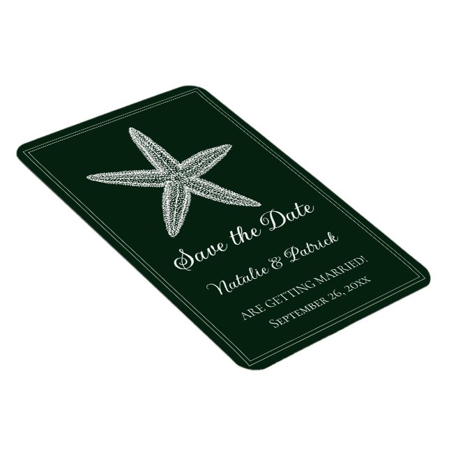 Emerald Green Starfish Save the Date Magnet (Right Side)