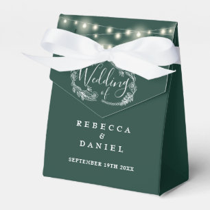 Emerald Green String Lights Floral Wedding Favour Box