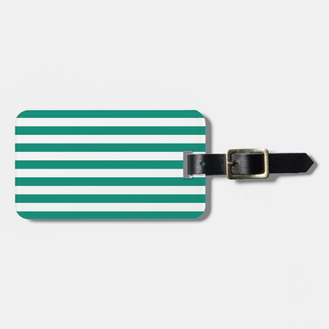Emerald Green Stripes Pattern Luggage Tag (Front Horizontal)